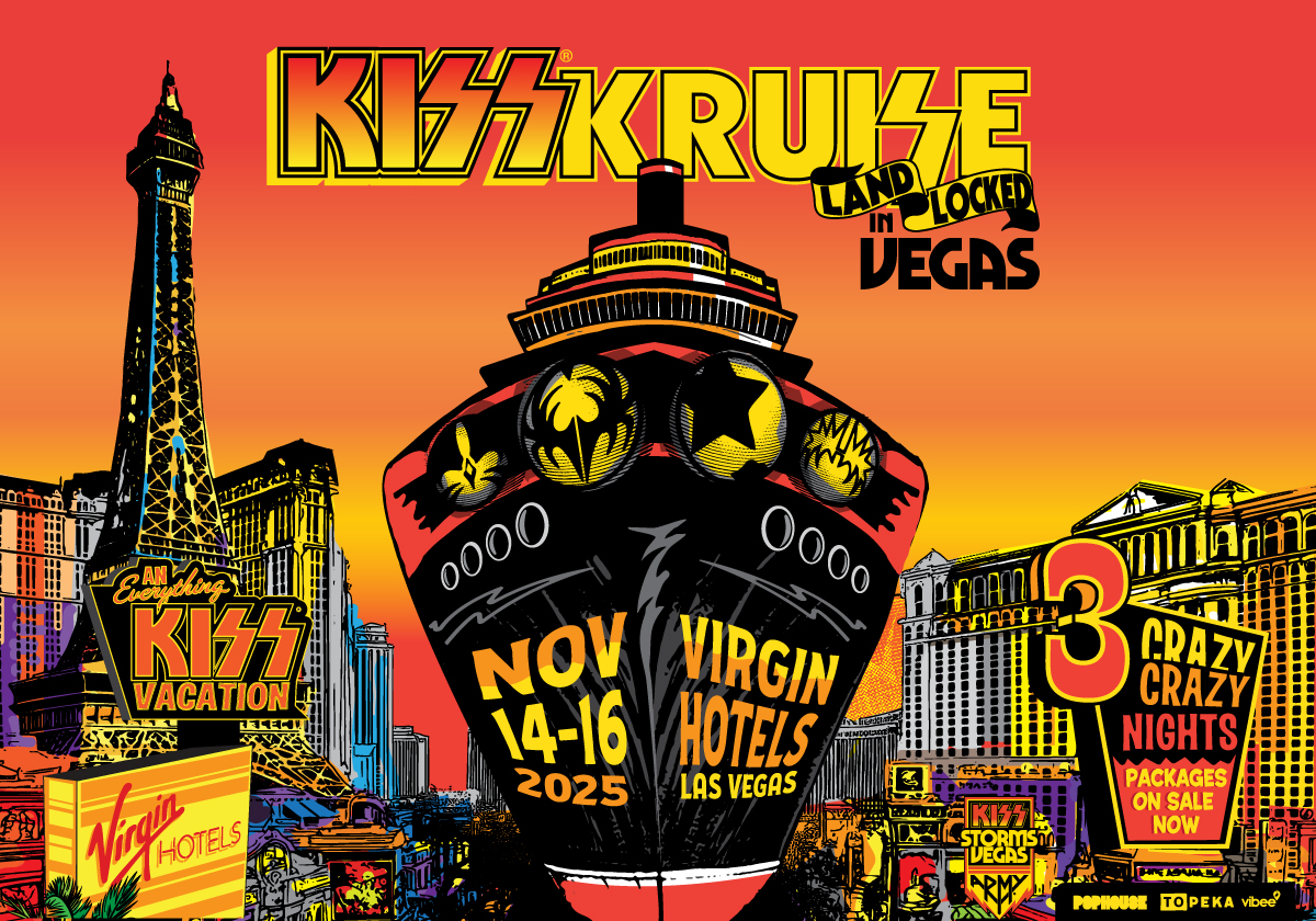 Ο Eric Singer με τους Simmons, Stanley και Thayer στο «KISS Kruise: Landlocked In Vegas»