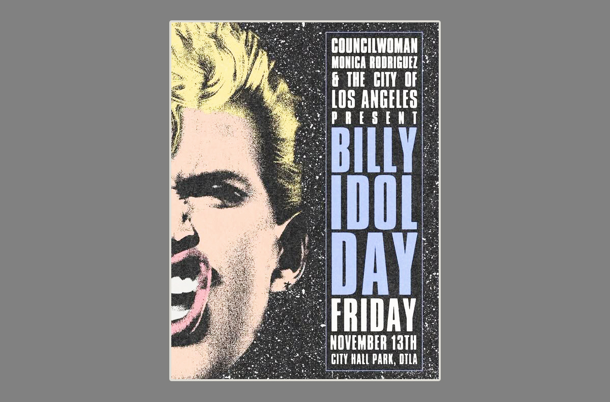 Ο BILLY IDOL θα τιμηθεί με την «Ημέρα του Billy Idol» από τον Δήμο του Λος Άντζελες